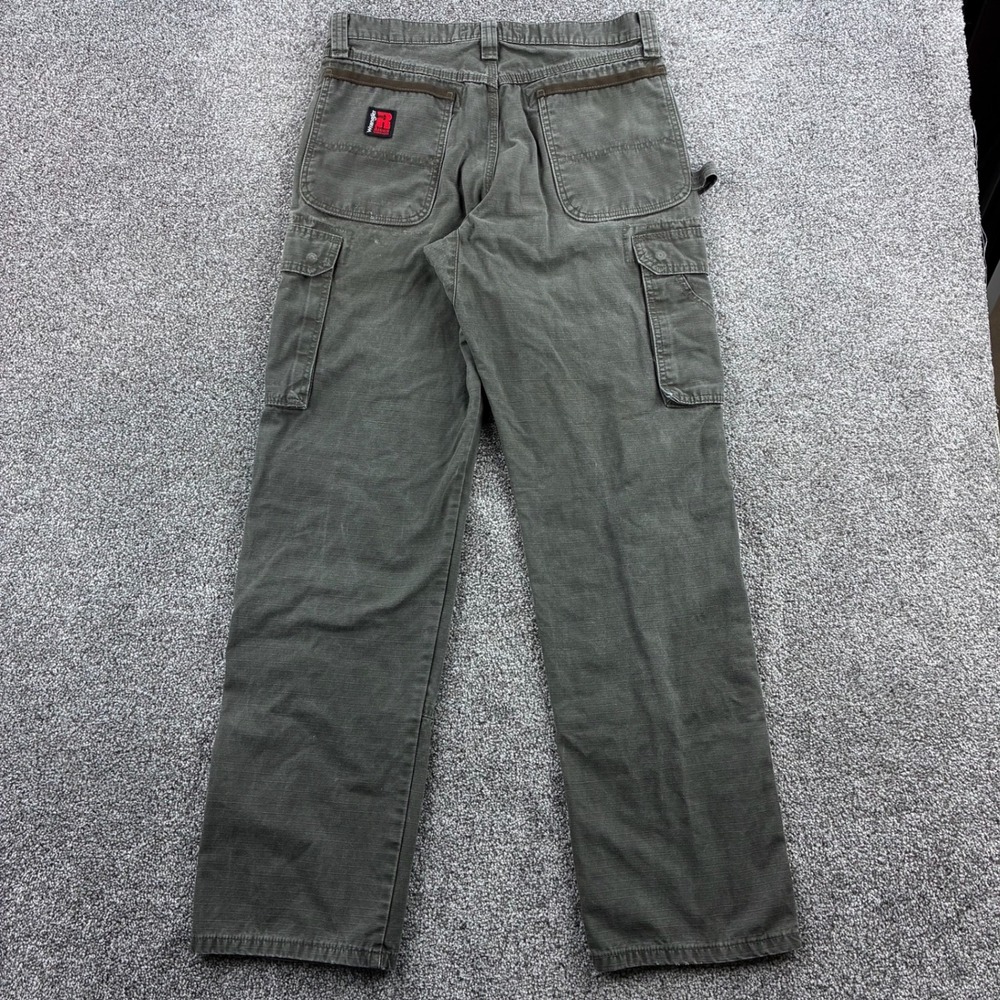 Wrangler Riggs Cargo Pants Mens 32x34 Olive Green Carpenter Ripstop Canvas - Picture 4 of 5